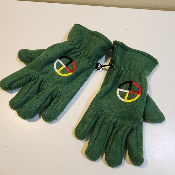 Green Fleece Gloves with Embroidered Logo - Picture 1 of 8